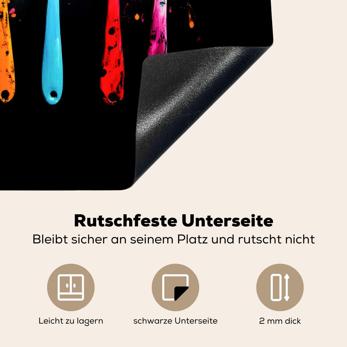 HERDABDECKPLATTE Löffel - Gewürze - Modern - Graffiti - Farbe - Farbenfroh Induktionsmatte 77x59 cm - Multicolor, Kunststoff (77/59/0.2cm) - MuchoWow