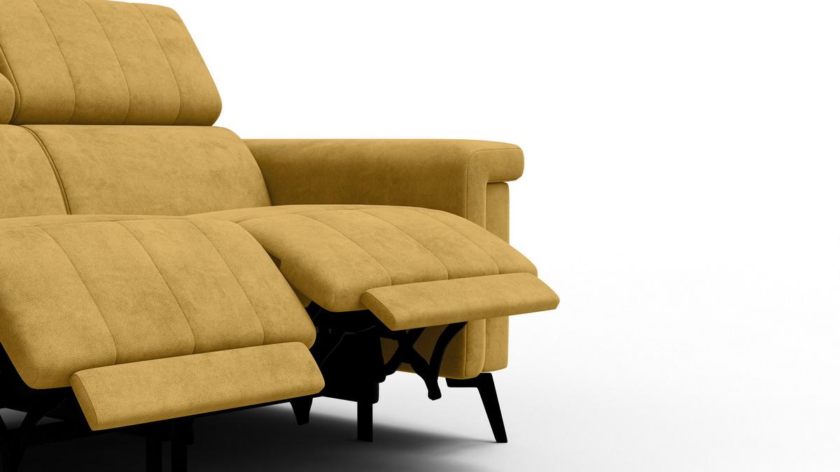 RELAXSOFA NORDEL 2-Sitzer, senfgelb - Gelb/Schwarz, Holz/Textil (150/80/105cm) - Wozimo