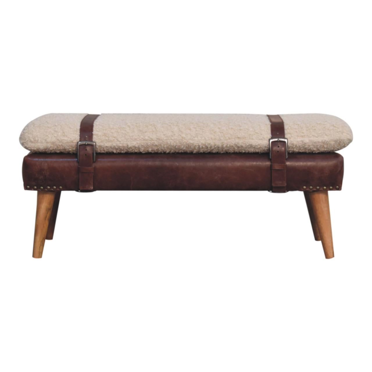 BANK Bouclé, Mahagoni - Braun, Holz (90/40/35cm) - Artisan Furniture