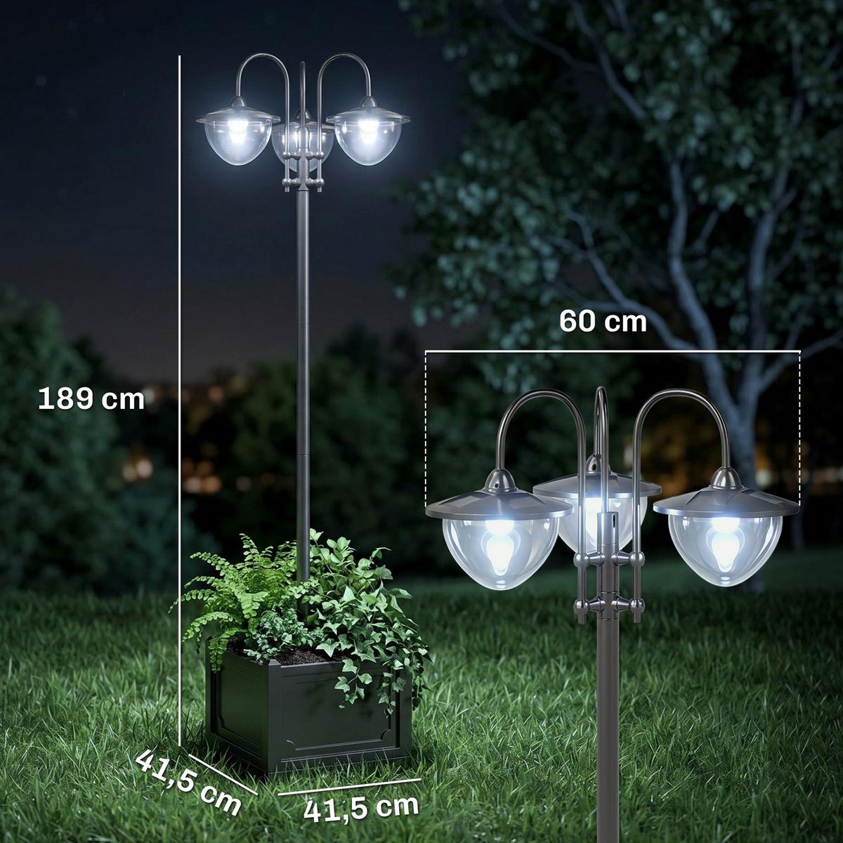 GARTENLATERNE, Schwarz, PP, ABS, Edelstahl, Aluminiumlegierung - Schwarz, Metall (60/55/189cm) - Outsunny