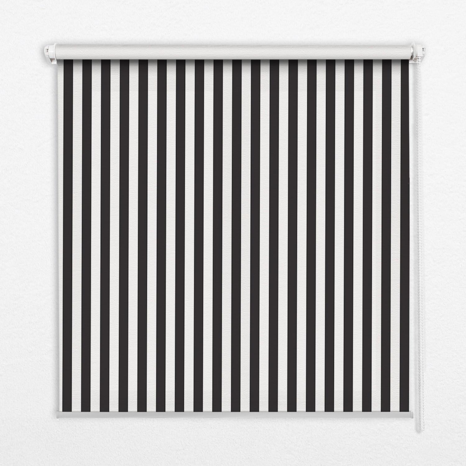 INNENROLLO - Fensterrollo - Rollo - 140x140 cm - Schwarz-weiße Streifen - Schwarz, Kunststoff (140/140/0.5cm) - TULUP