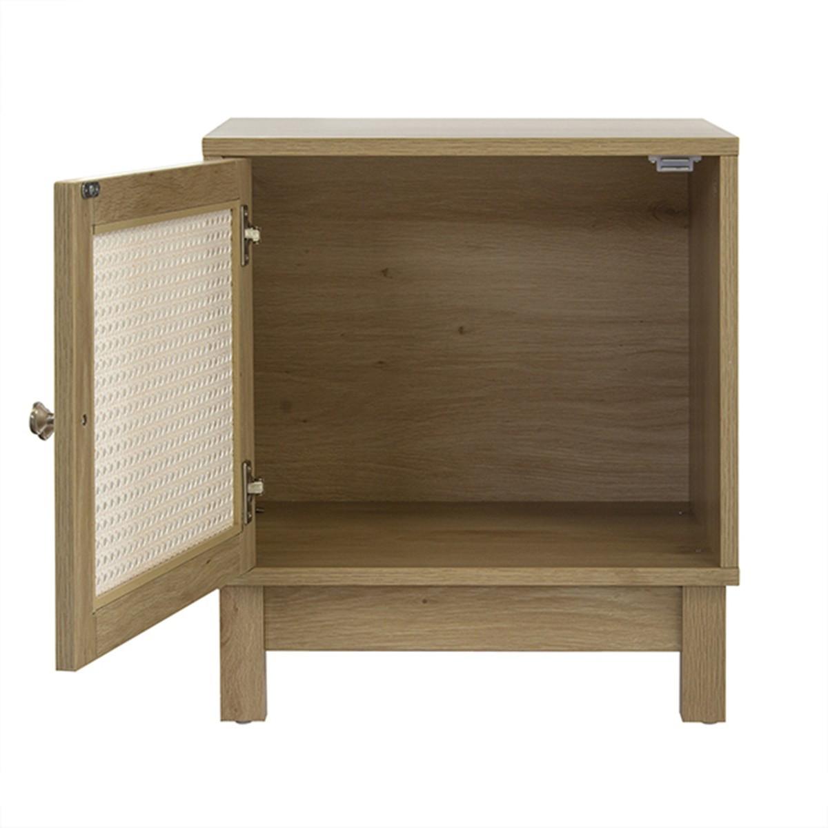 NACHTTISCH mit 1 Tür Rattanimitat - Eschefarben, Holzwerkstoff (35/50/35cm) - Calicosy