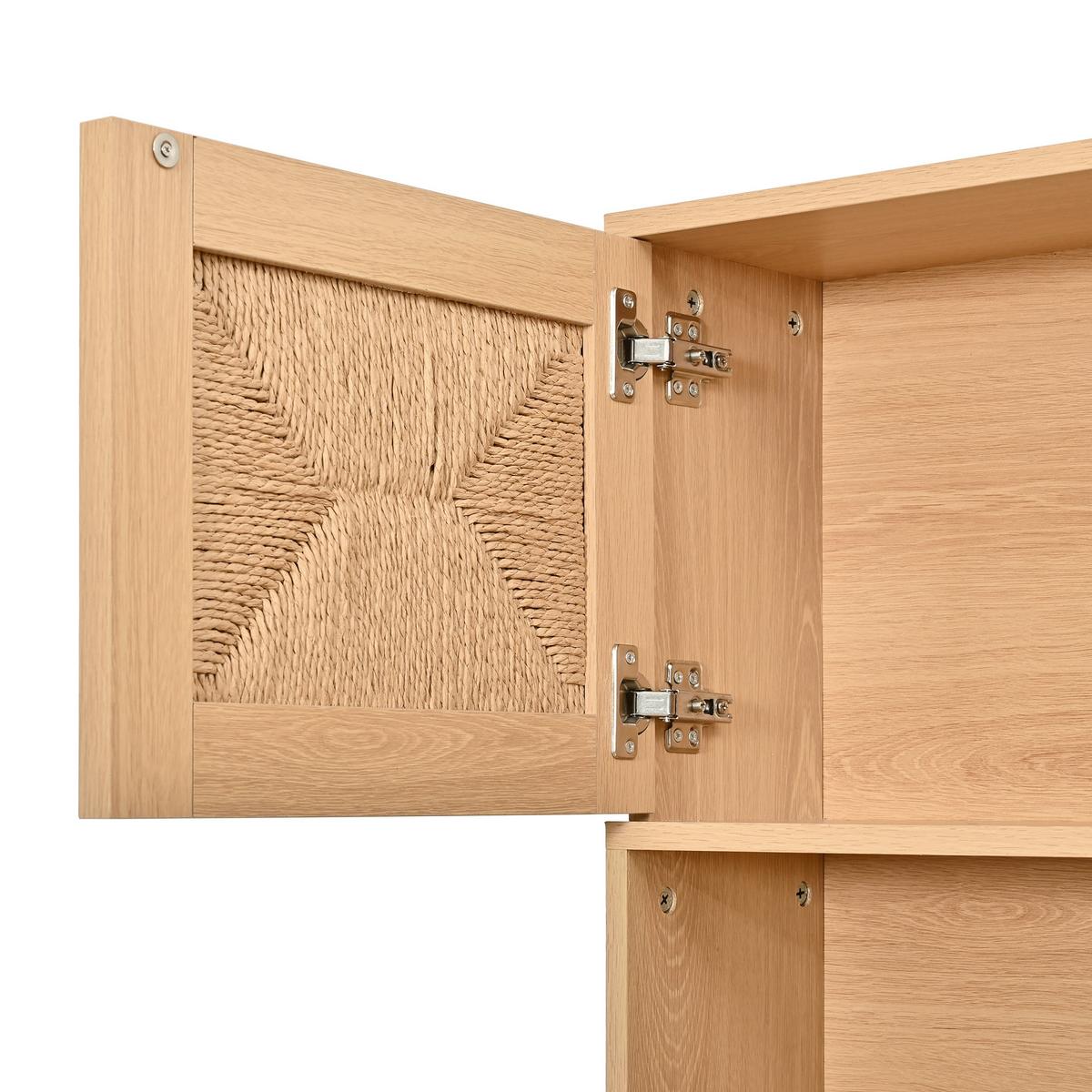 KÜCHENSCHRANK Hochschrank Natur mit Geflecht-Türen & offenen Fächern 80x180cm - Naturfarben, Holzwerkstoff (80/180/40cm) - Urban Meuble