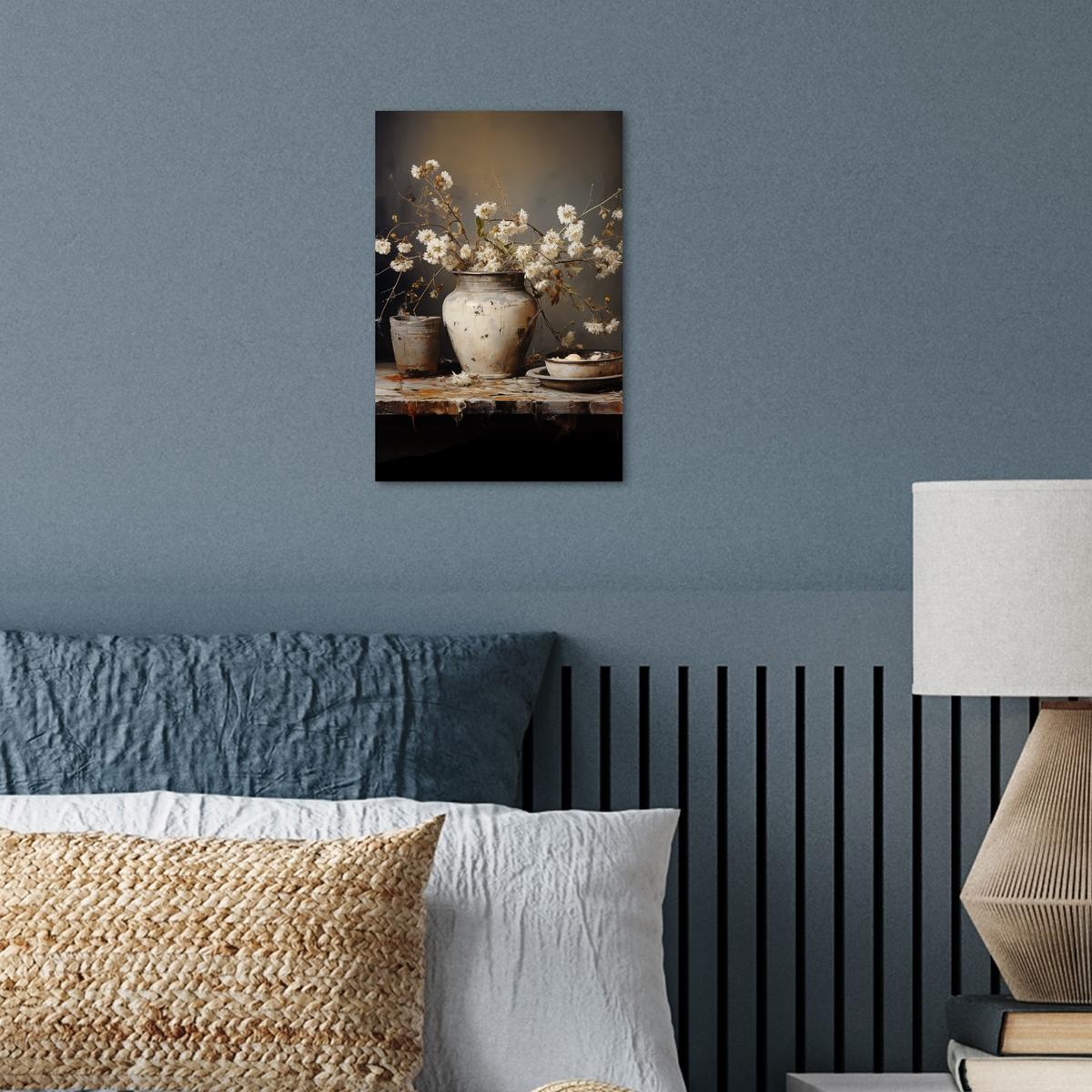 POSTER Stilleben - Blumen - Blumenstrauß - Vase - Wein Room Decor 20x30 cm - Schwarz, Papier (20/30/0.1cm) - MuchoWow