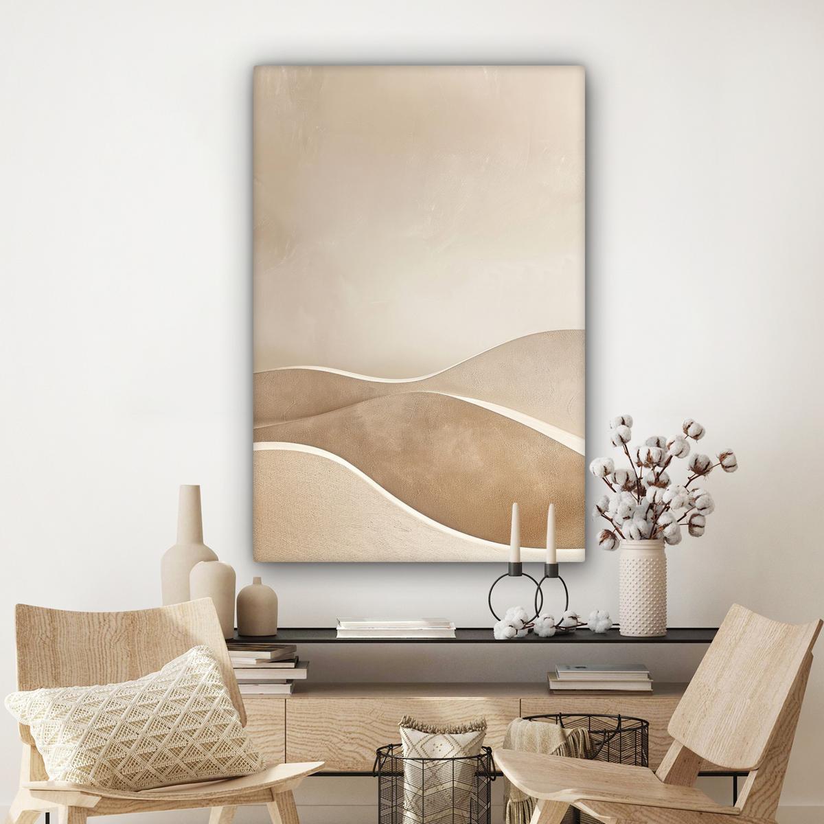 LEINWANDBILD Beige - Natur - Abstrakt - Modern Deko Groß 90x140 cm - Beige, Textil (90/140cm) - MuchoWow