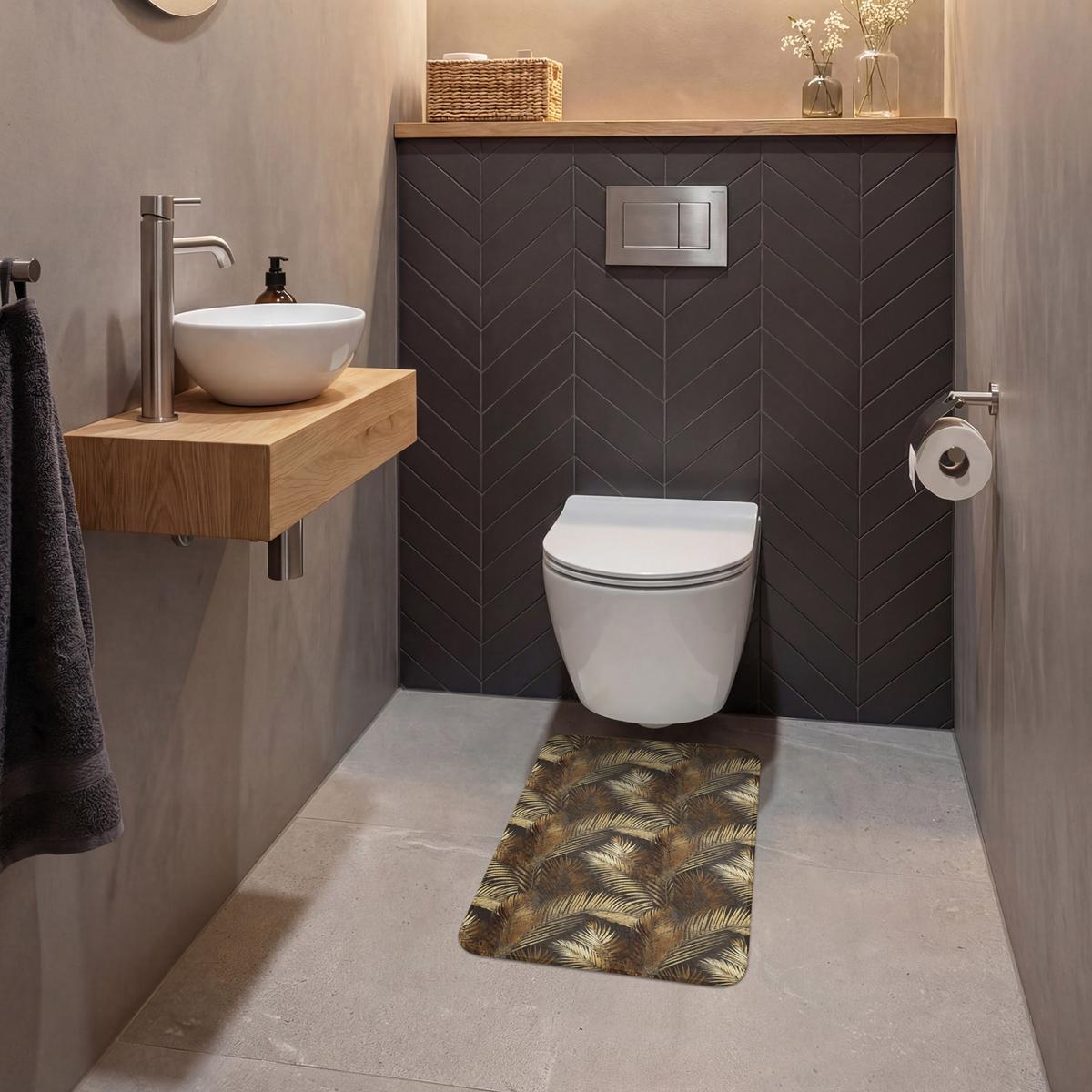 WC-VORLEGER Tropisch - Blätter - Gold WC Teppich 40x60 cm - Goldfarben, Textil (40/1cm) - OnlyWow