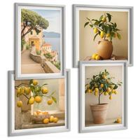 BILDER SET 4er Set - 50x50 cm & 40x60 cm Silberner Rahmen - Zitronenbäume im Topf - Silberfarben, Kunststoff (50/50cm) - TULUP