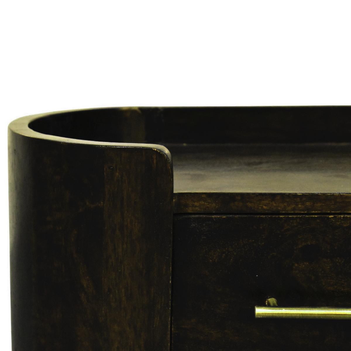 NACHTTISCH mit Samt-Mokka-Finish, 1 Schublade, oberes Fach, dunkelbraun - Dunkelbraun/Goldfarben, Holz/Metall (50/20/25cm) - Artisan Furniture