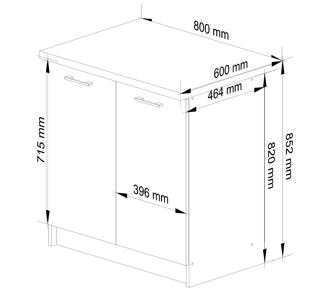 UNTERSCHRANK Weiß, Beton 85/80/46 - Hellgrau/Weiß, Holzwerkstoff (80/85/46cm) - RAUMHIRSCH FURNITURE