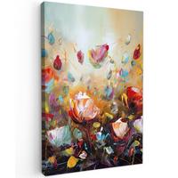 LEINWANDBILD Blumen - Kunst - Natur - Ölgemälde Deko Groß 90x140 cm - Multicolor, Textil (90/140cm) - MuchoWow