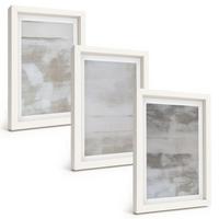 BILDER SET 3er Set - 20x30 cm Weißer Rahmen - Moderne, Used-Look-Texturen - Weiß, Kunststoff (20/30cm) - TULUP
