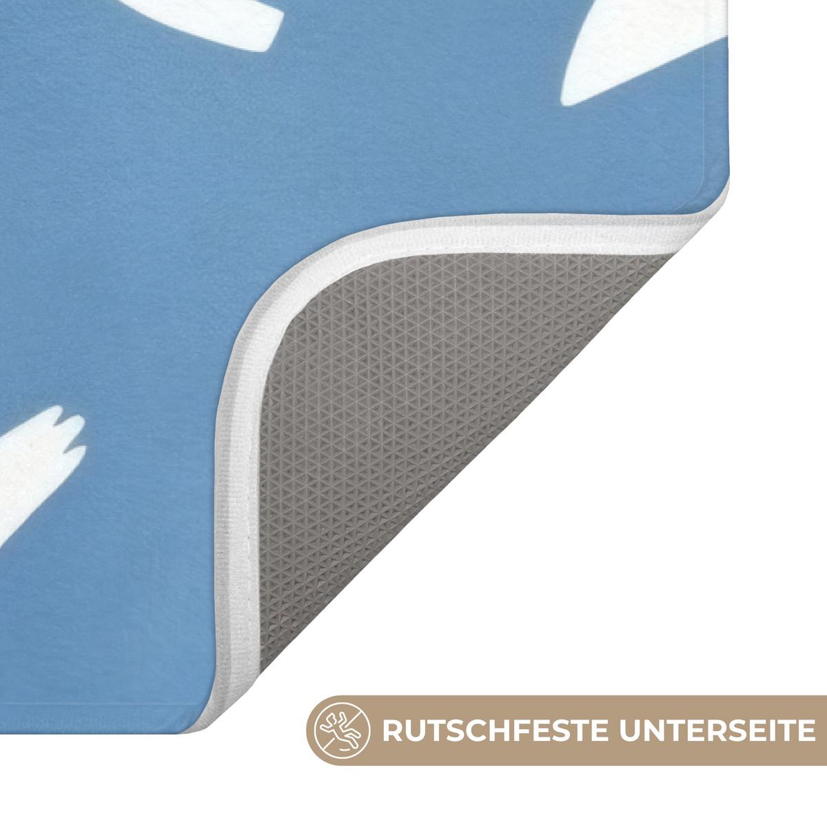 BADEMATTE Vögel - Weiß - Muster 80x50 cm - Blau, Textil (80/50cm) - OnlyWow