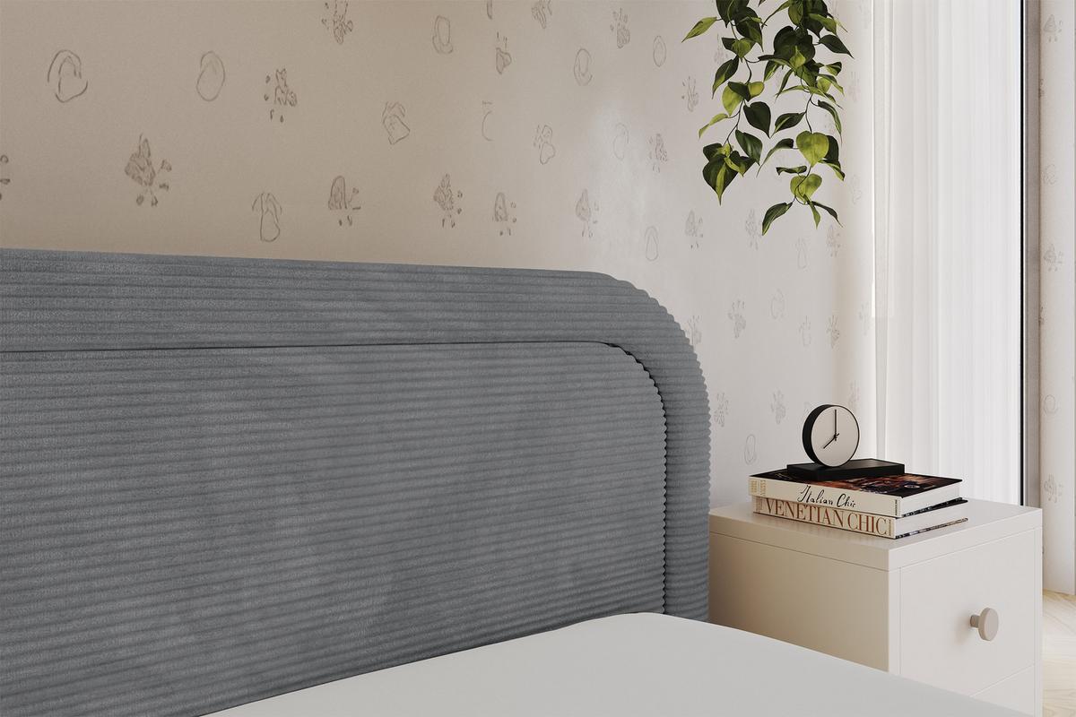 EINZELLBETT Jugendbett mit Bettkasten und Matratze H3/H4, Links - JOVY 100x200 Dunkelgrau - Graphitfarben, Holzwerkstoff/Textil (100/200cm) - ALTDECOR