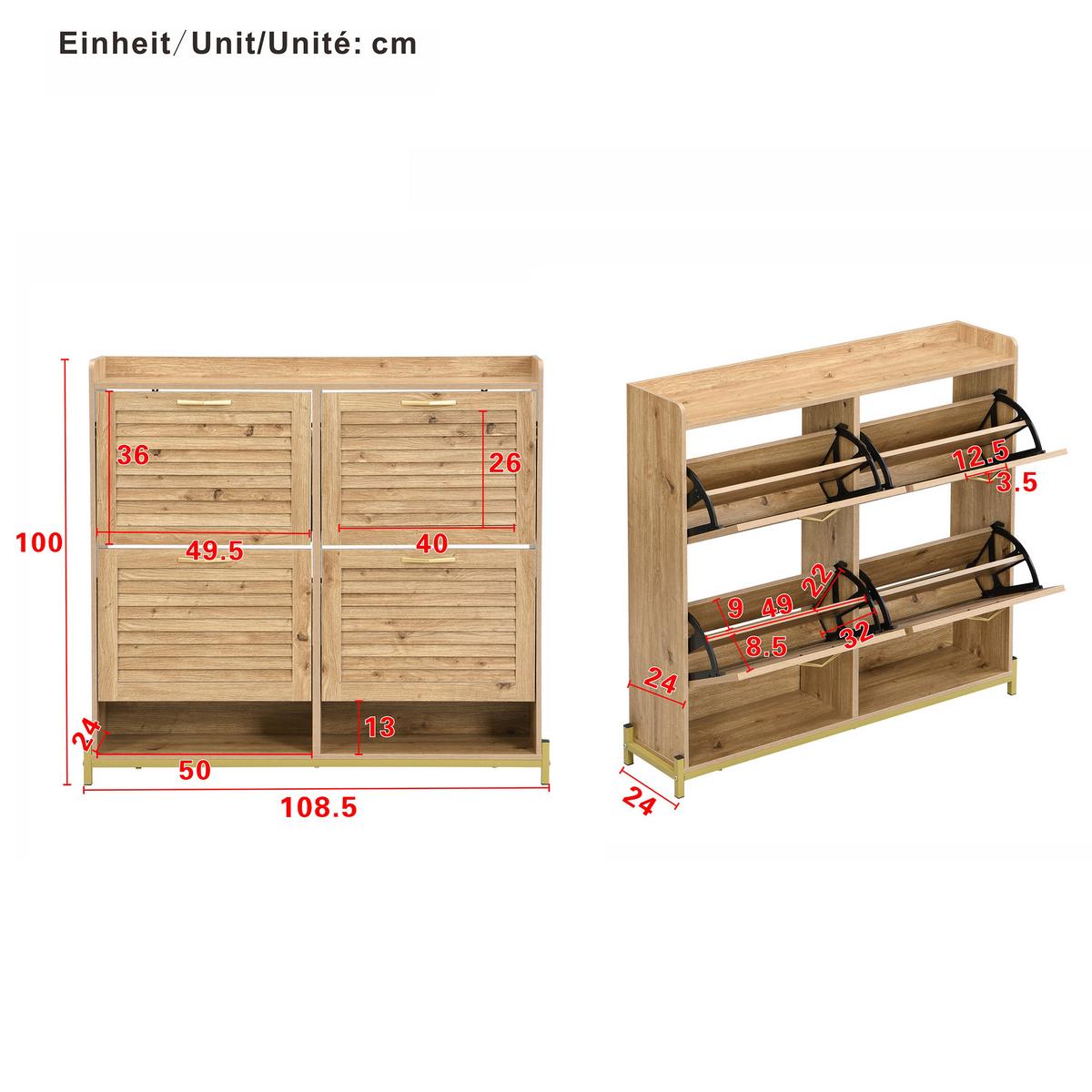SCHUHKIPPER 109 cm in Holz-Optik - Naturfarben, Holzwerkstoff (108/100/24cm) - Urban Meuble