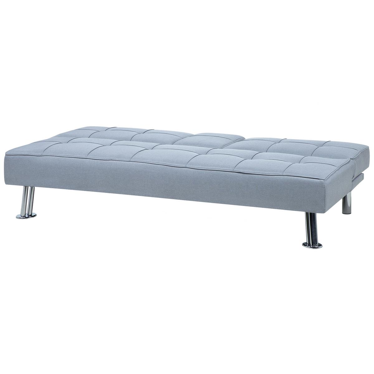 3-SITZER-SCHLAFSOFA Polsterbezug Hellgrau Roxen - Hellgrau, Textil (168/77/81cm) - Beliani