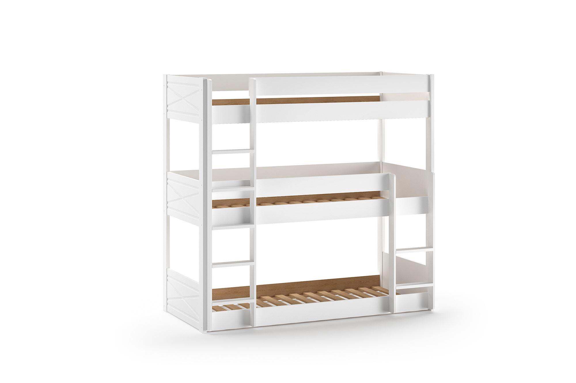 ETAGENBETT Karyl 206x200x105 aus Massivholz in Weiß - Weiß, Holz - 58aufmkessel