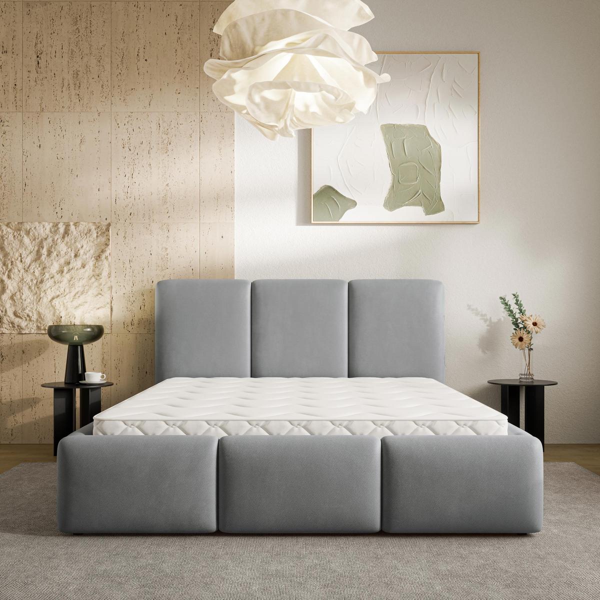 POLSTERBETT ARSIL 200x200 cm mit Bettkästen - Grau - Grau, Holz/Textil (200/200cm) - MASSENO