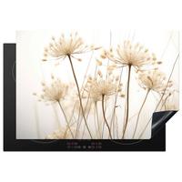 HERDABDECKPLATTE Blumen - Weiß - Sonnenlicht Ceranfeldabdeckung 76x51.5 cm - Ecru, Kunststoff (76/51.5/0.2cm) - MuchoWow