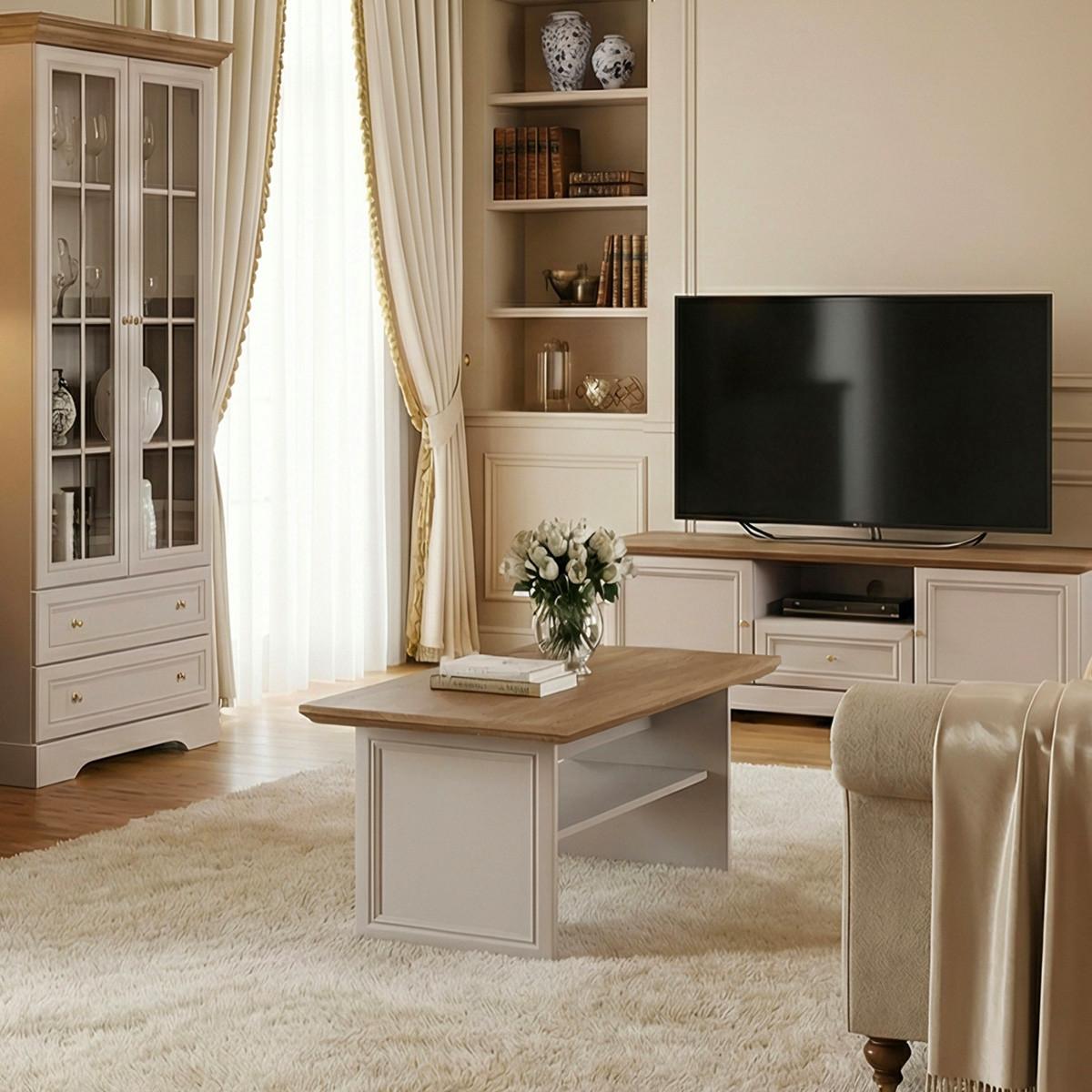 COUCHTISCH Dulci Kaschmir und Holz - Beige, Holzwerkstoff (65/125/48.1cm) - Petits-meubles