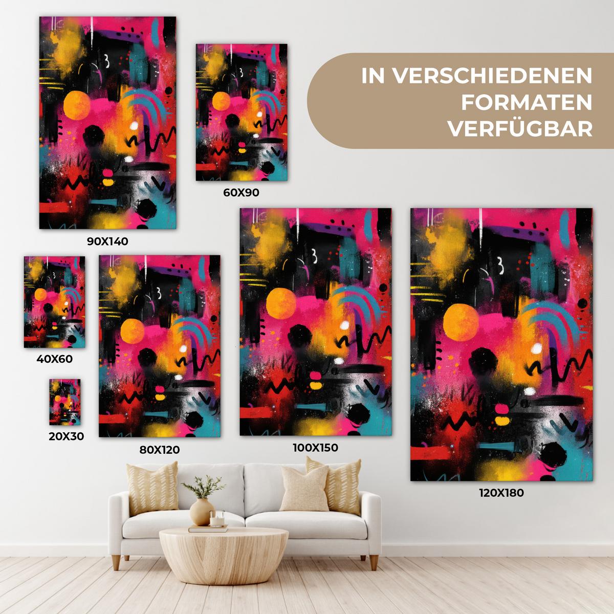 LEINWANDBILD Farbflächen - Formen - Bunt - Abstrakt Wanddeko 40x60 cm - Pink, Textil (40/60cm) - MuchoWow