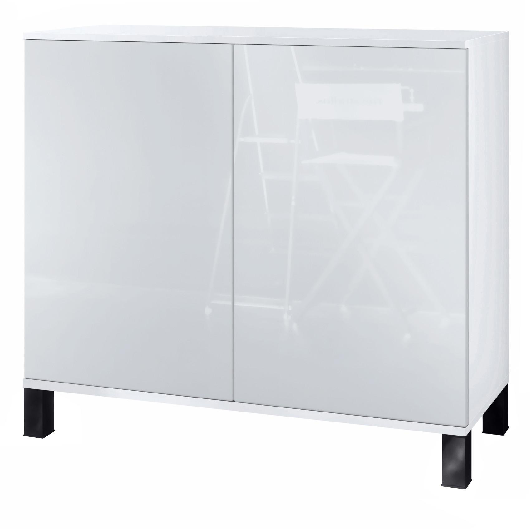 KOMMODE Skadu Weiß Hochglanz - Weiß Hochglanz, Holzwerkstoff (92.5/84.5/35cm) - Vladon