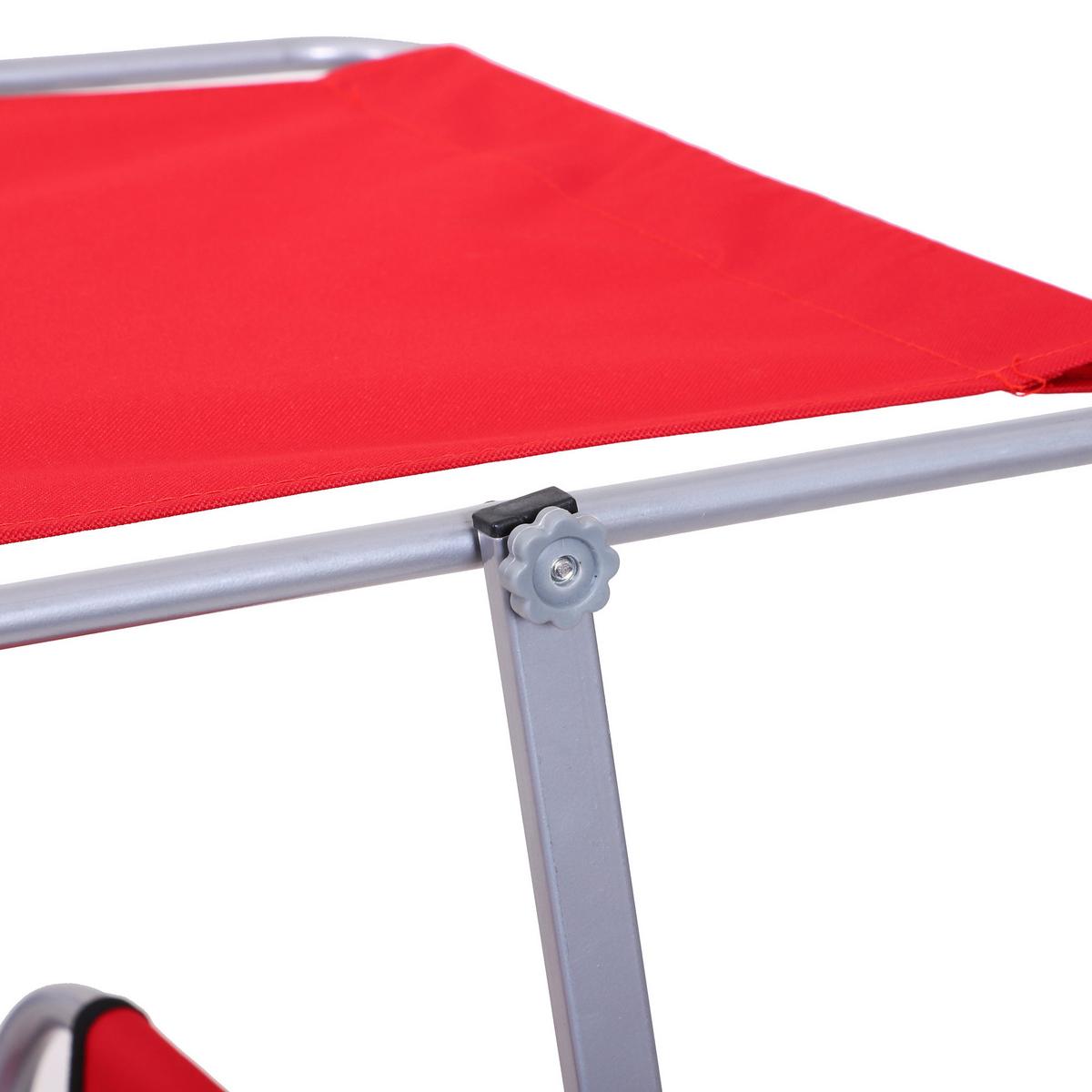 SONNENLIEGE mit Sonnenschutz, Rot - Rot, Metall (58/36/187cm) - Outsunny