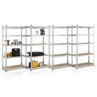 LAGERREGAL Basic 180x90x40 cm (4er-Set) - Silberfarben, Metall (90/180/40cm) - Juskys