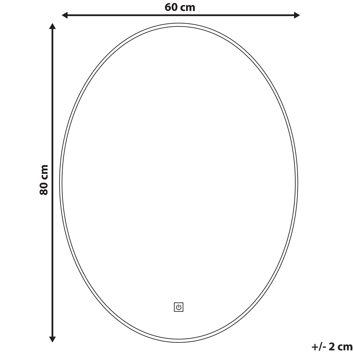 BADSPIEGEL mit LED-Beleuchtung oval 60/80 cm Mazille - Silberfarben, Glas (60/80/3cm) - Beliani