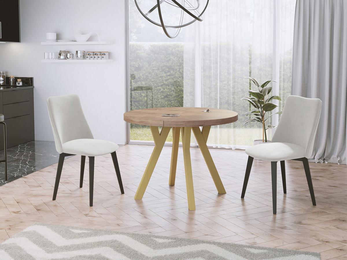 ESSTISCH Mateo runder ausziehbarer, Sonoma Eiche 100-150/100/76 cm - Goldfarben/Sonoma Eiche, Holz/Holzwerkstoff (100/150/76cm) - WFL GROUP