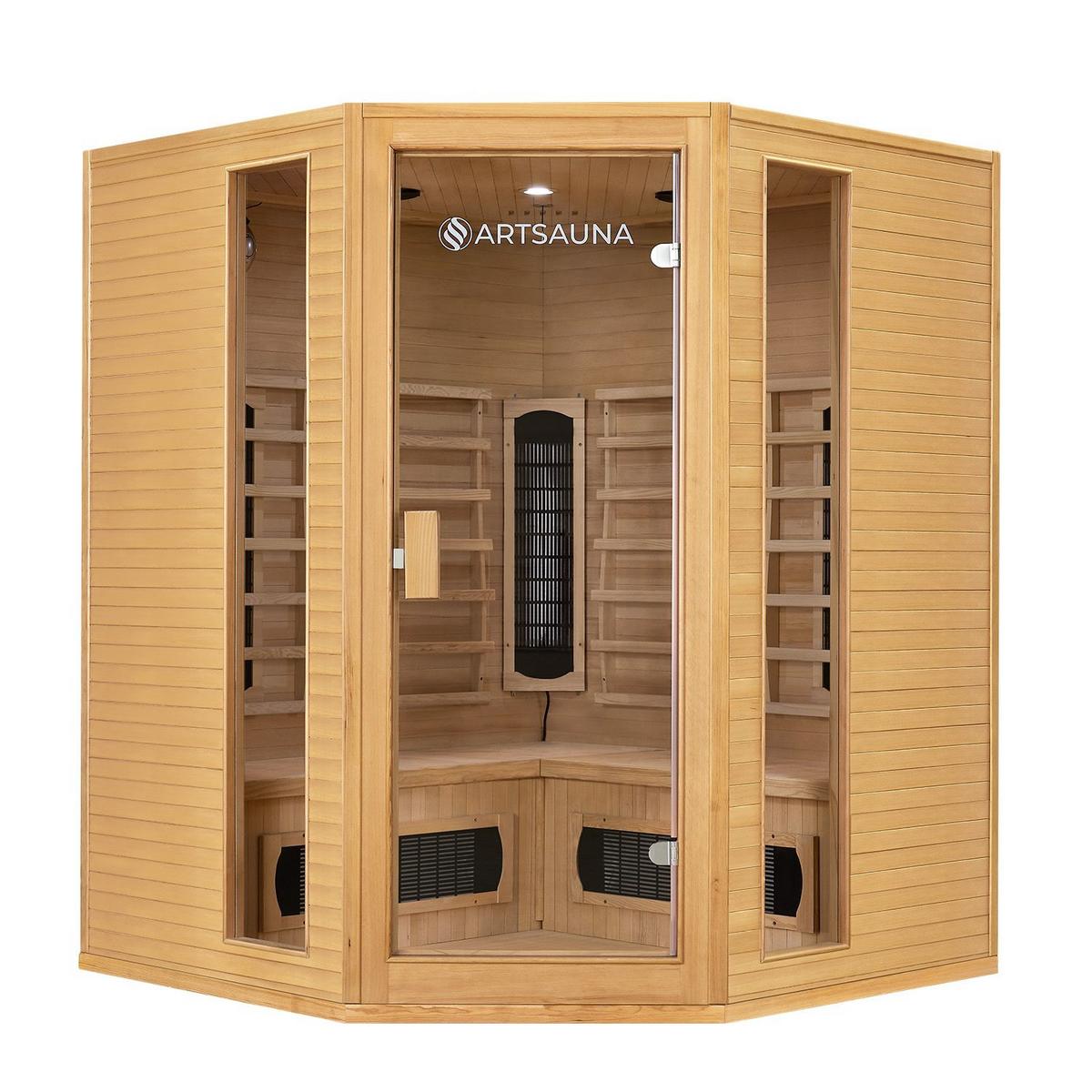 INFRAROTKABINE Nyborg E150K mit Keramik-, Flächenstrahler & Hemlockholz - Naturfarben, Holz (150/190/150cm) - Artsauna