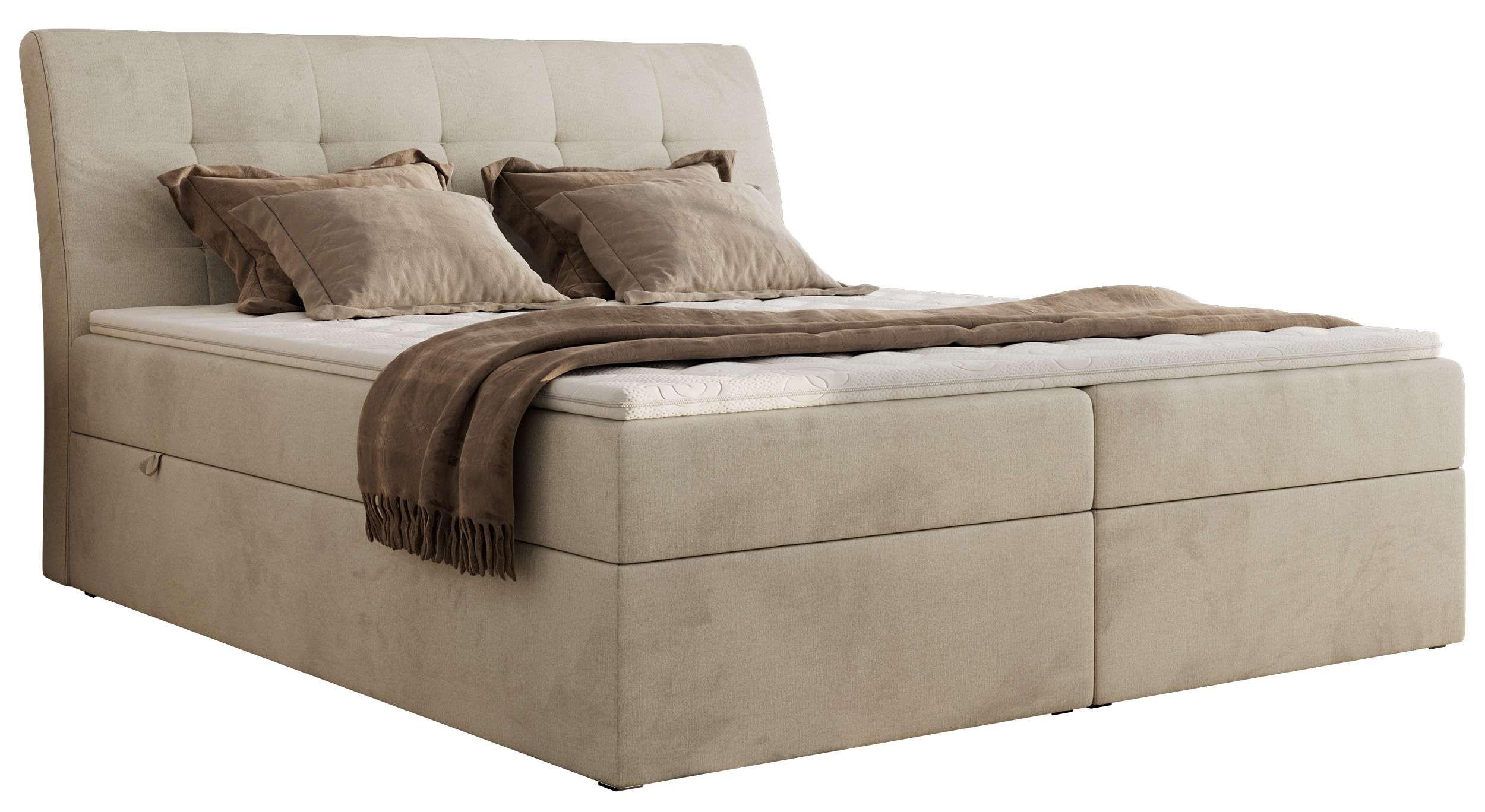 BOXBETT DAGOS 200/200 - Beige Velvet - H3 - Topper Visco - Beige, Textil (200/200cm) - MKS