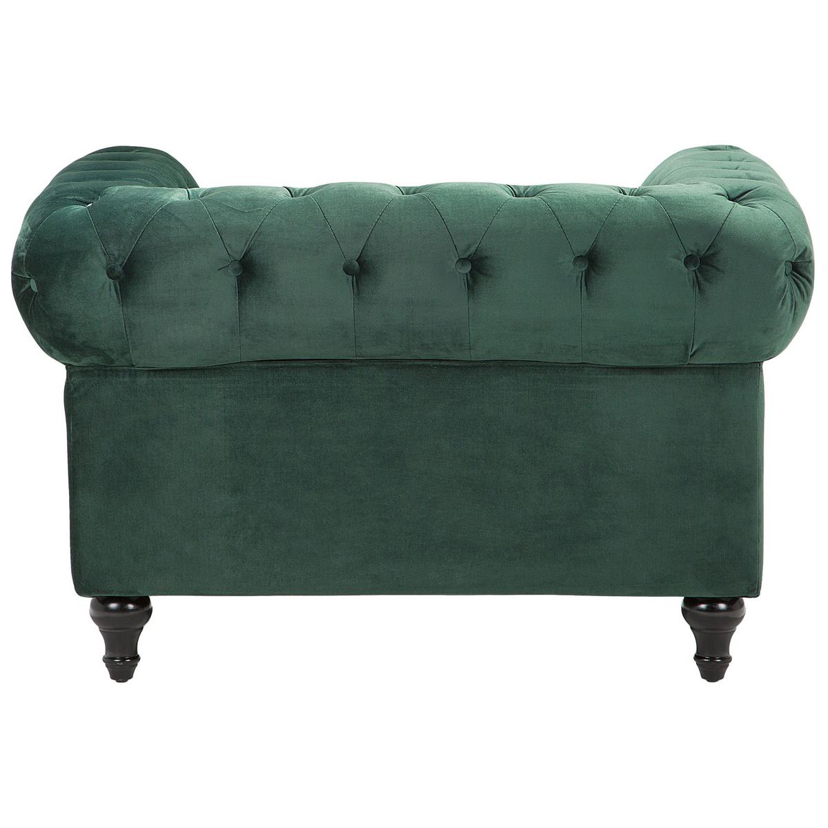 SESSEL Samtstoff grün Chesterfield - Dunkelbraun/Grün, Textil (110/70/75cm) - Beliani
