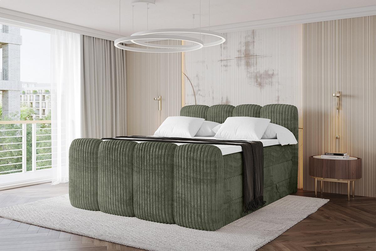 BOXBETT mit Matratze H3|H4 und Lattenrost - NINA-Z KING - 160x200 cm Tila - Olive - Olivgrün, Holzwerkstoff (160/200cm)