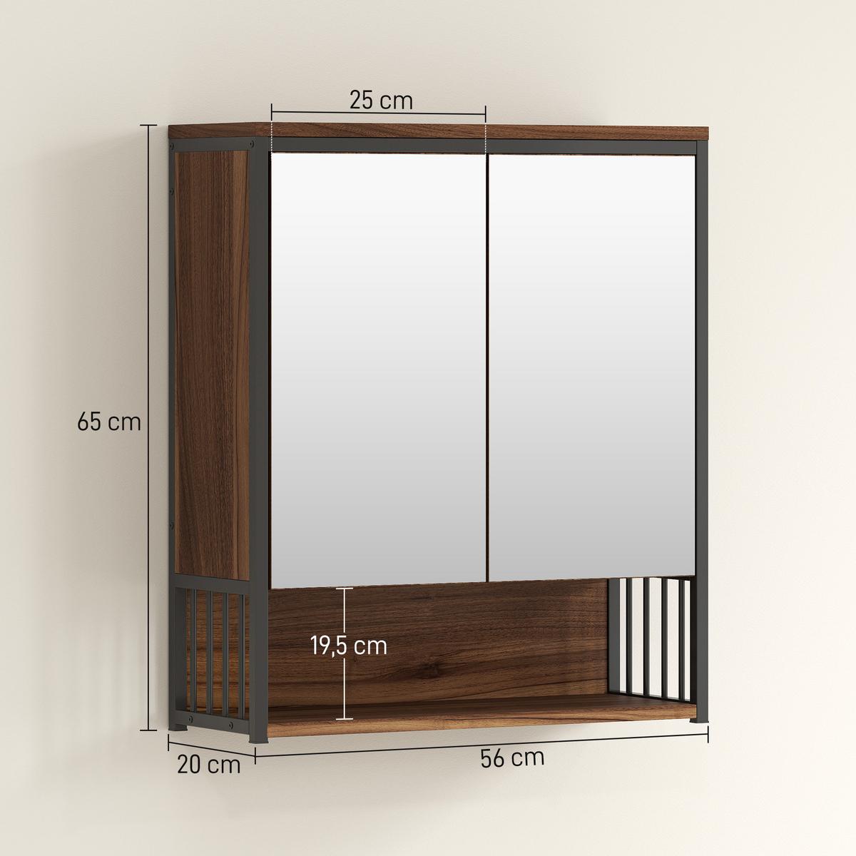 SPIEGELSCHRANK MDF Spanplatte Braun - Braun, Holzwerkstoff (56/65/20cm) - HOMCOM