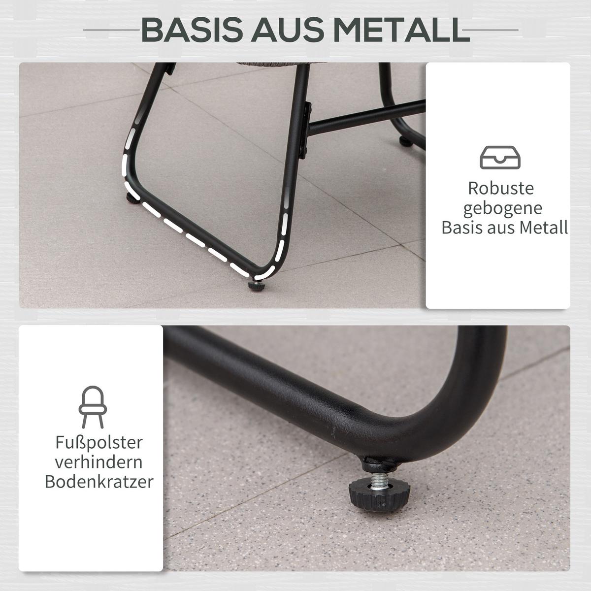 RELAXSESSEL mit Fußhocker Kissen Stahl Polyester Grau 69 x 76 x 70 cm - Grau, Kunststoff (76/70/69cm) - Outsunny