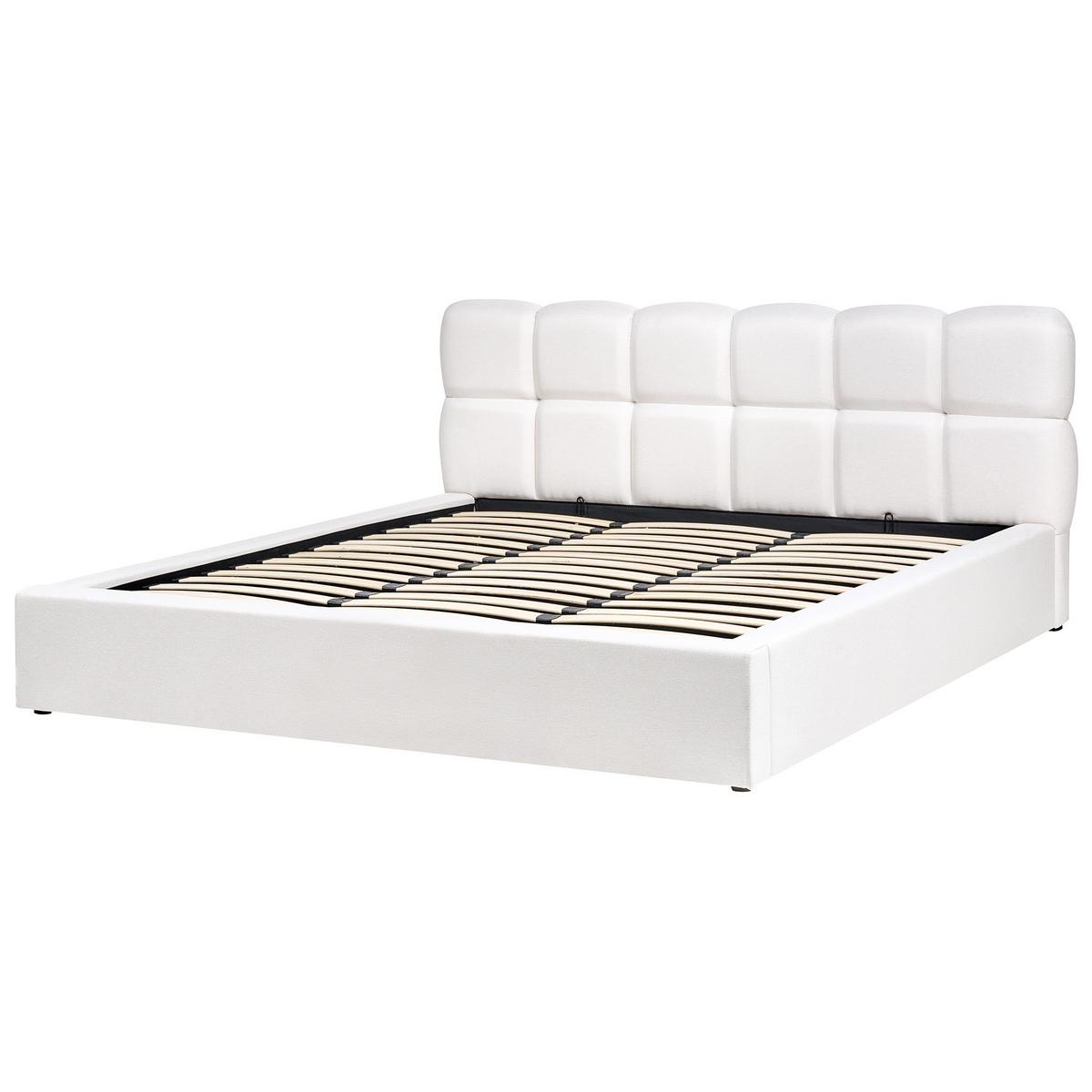 BETT mit Stauraum 180/200 cm Stoff Cremeweiß Baston - Creme, Textil (180/200cm) - Beliani