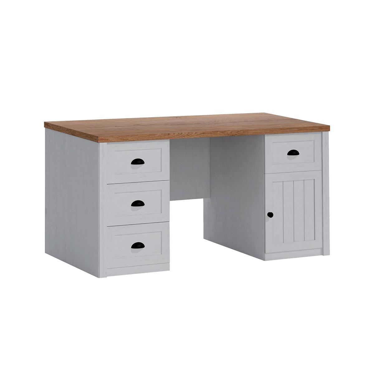 SCHREIBTISCH Léandre Weiß und Holz - Weiß, Holzwerkstoff (67/160.1/76.1cm) - Petits-meubles