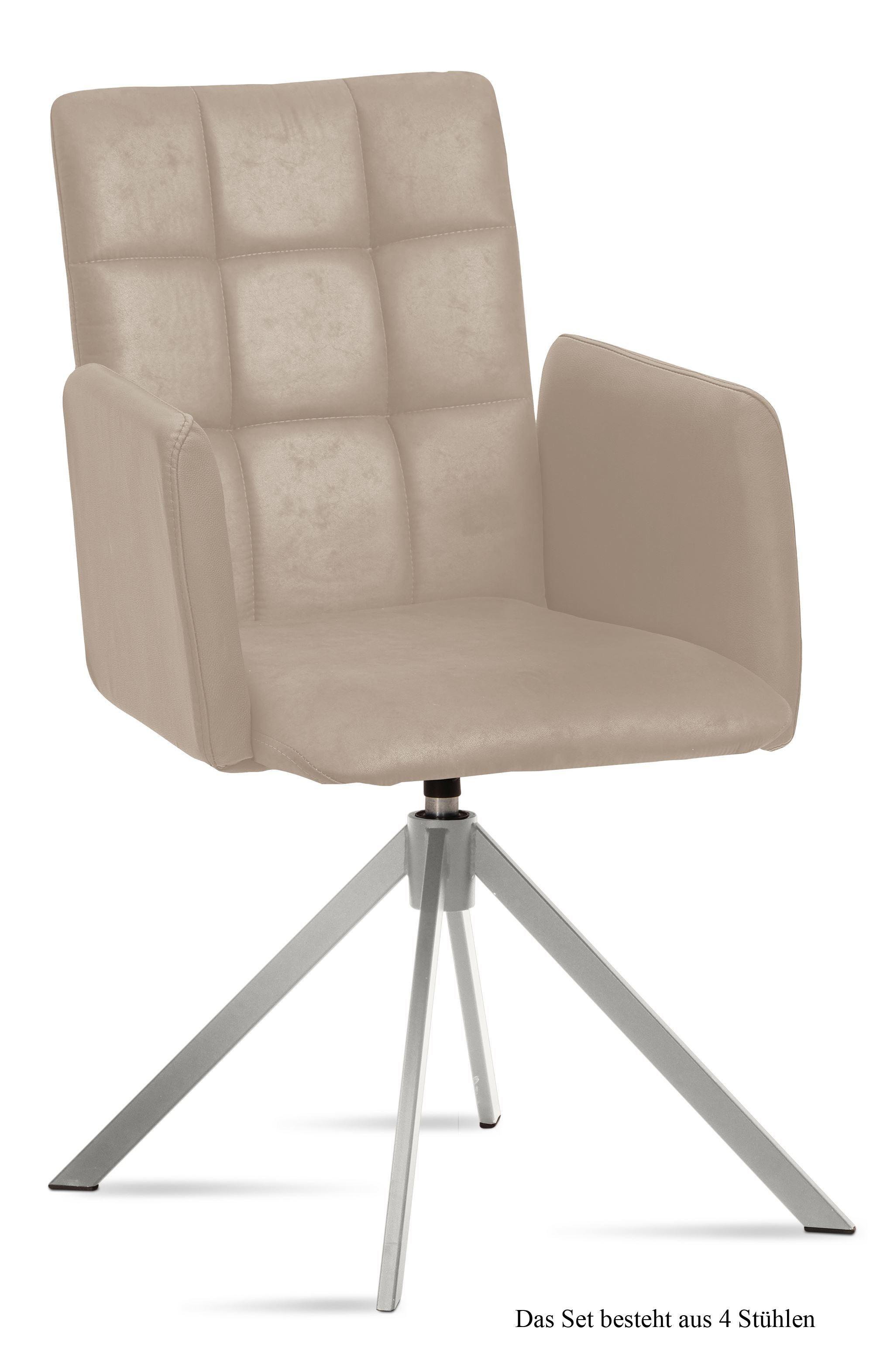 ARMLEHNSTUHL drehbar (4er-Set) Drusie 52x91x60 Edelstahl/Natur - Edelstahlfarben/Naturfarben, Kunststoff (60/91/52cm) - 58aufmkessel