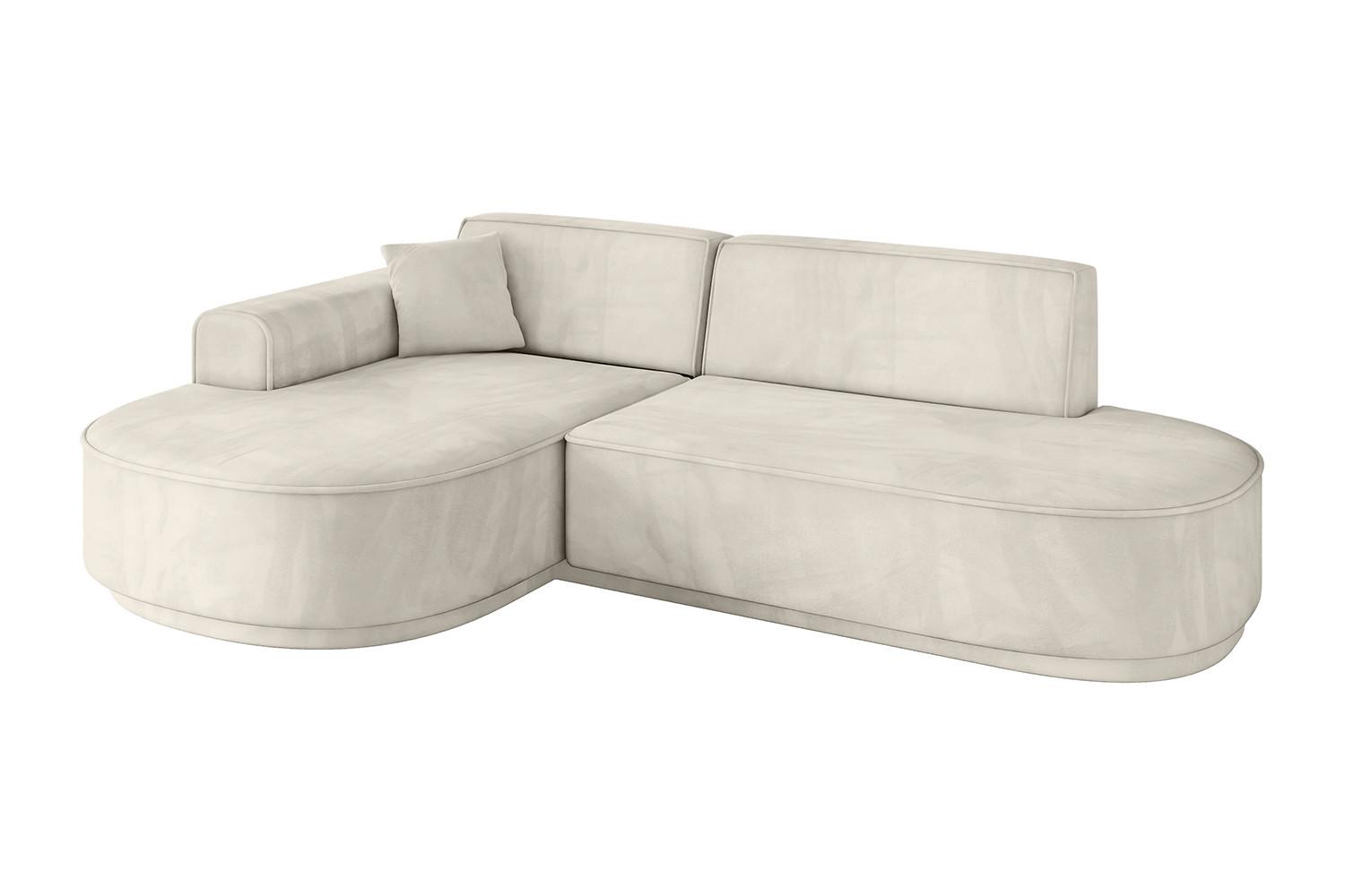 ECKSOFA Ottomane Links MARI-L1-v3 - 243x171x83 cm Ecru Velours - Ecru/Schwarz, Holzwerkstoff/Kunststoff (243/171cm) - ALTDECOR