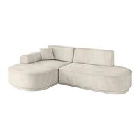 ECKSOFA Ottomane Links MARI-L1-v3 - 243x171x83 cm Ecru Velours - Ecru/Schwarz, Holzwerkstoff/Kunststoff (243/171cm) - ALTDECOR