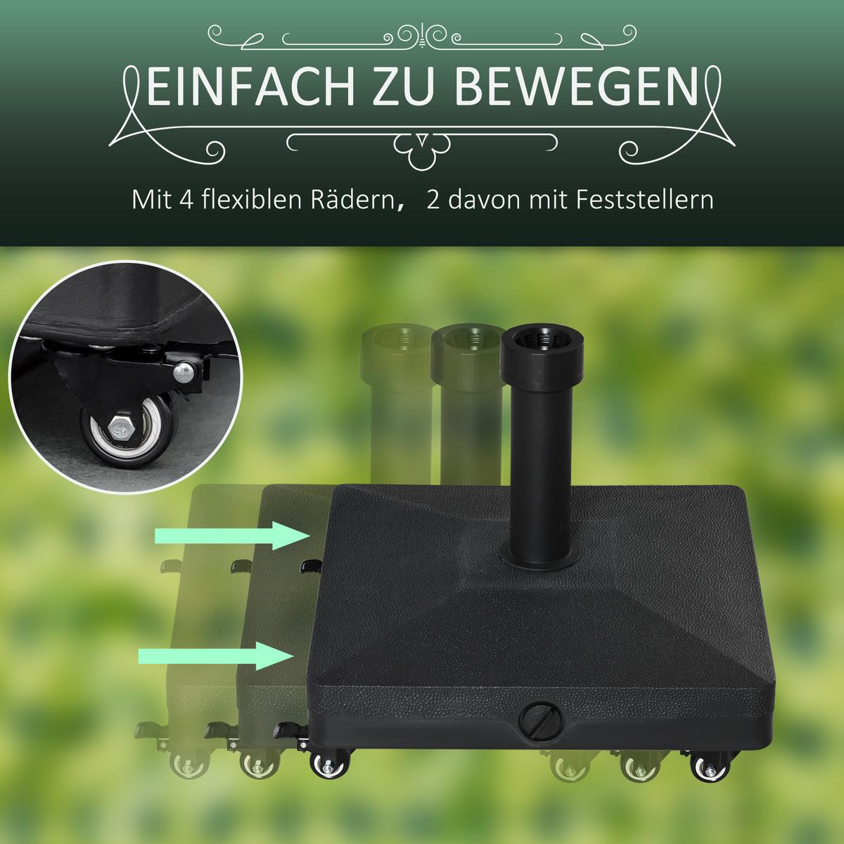 SCHIRMSTÄNDER, HDPE, Schwarz - Schwarz, Kunststoff (45/45cm) - Outsunny