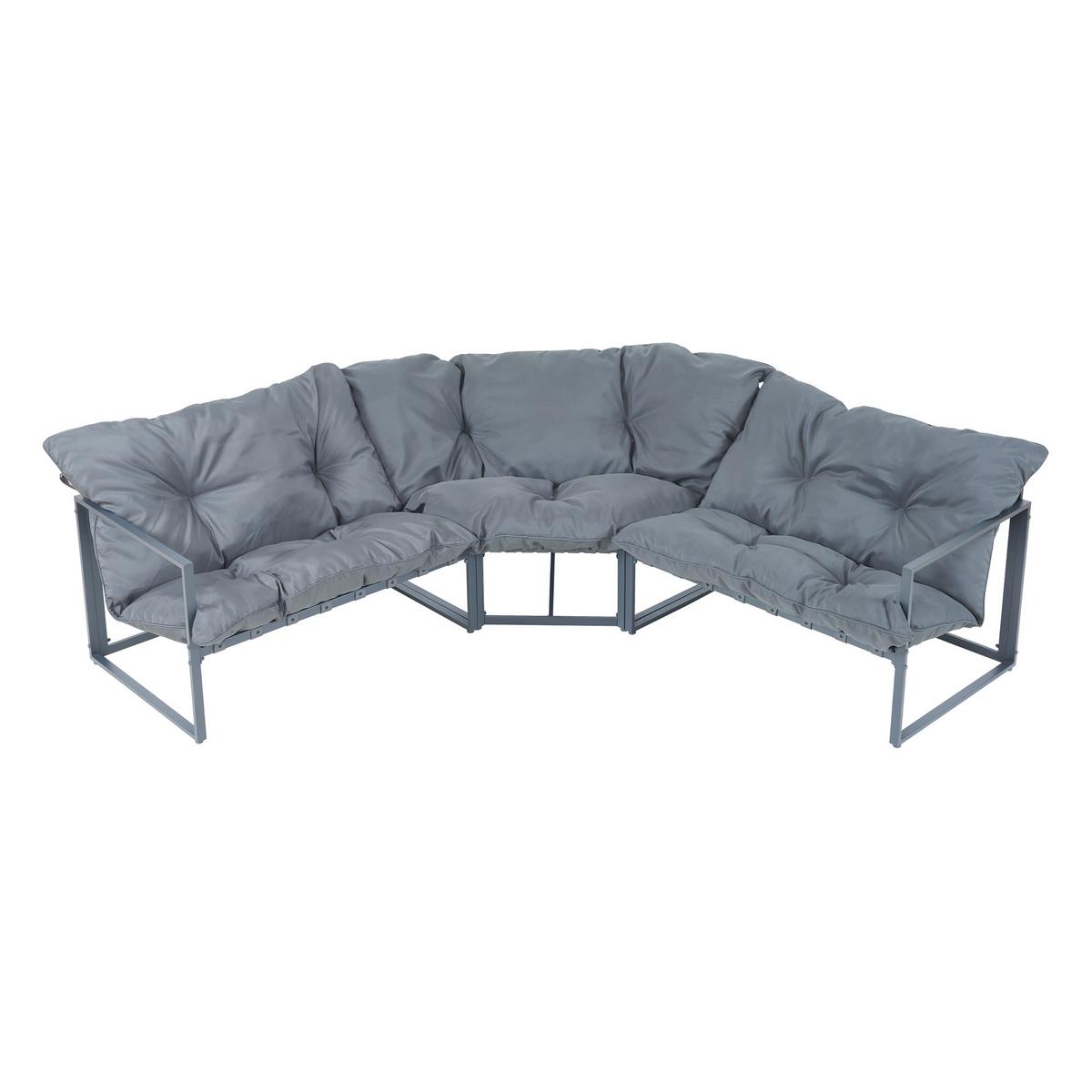 GARTENMÖBEL-SET 4 TLG. Karg - Dunkelgrau/Schwarz, Glas/Kunststoff - casa.pro