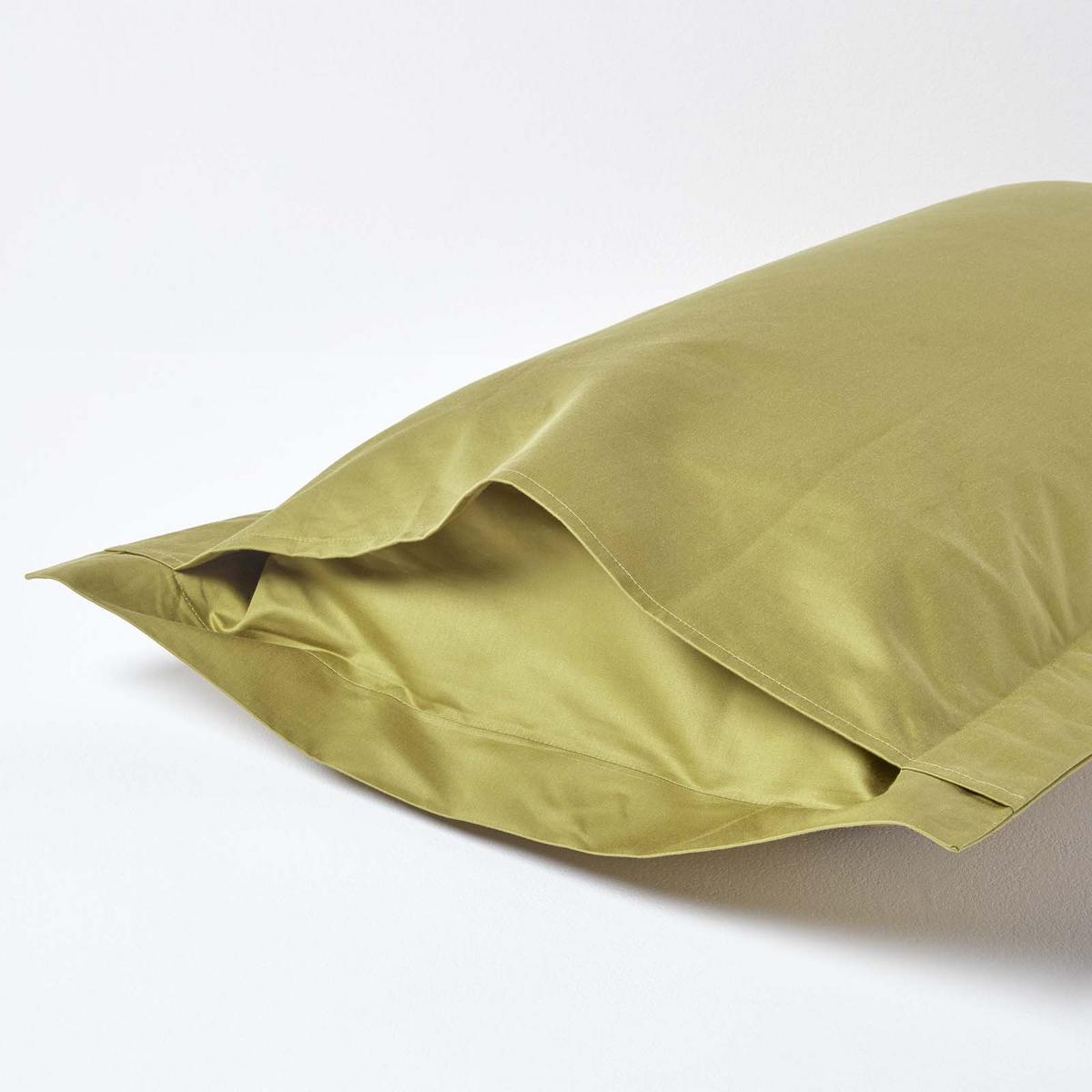 KISSENBEZUG Stehsaum Premium, Ägyptische Baumwolle, Fadendichte 1000 - Olivgrün, Textil (50/90cm) - Homescapes