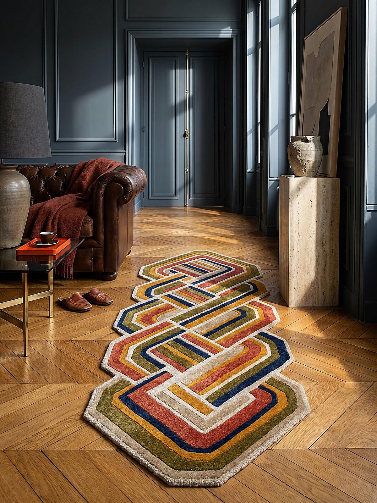 TEPPICH aus Wolle SOAR in Terrakotta, geometrisch, 80 x 300 cm - Rot, Textil (300/80cm) - KADIMA DESIGN