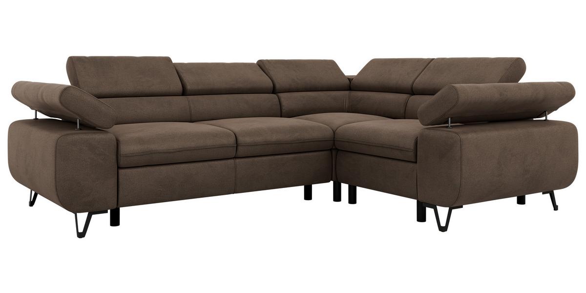 ECKSOFA ORSO L Braun Velvet - Rechts Seite - Schwarz/Braun, Textil/Metall (268/197cm) - MKS