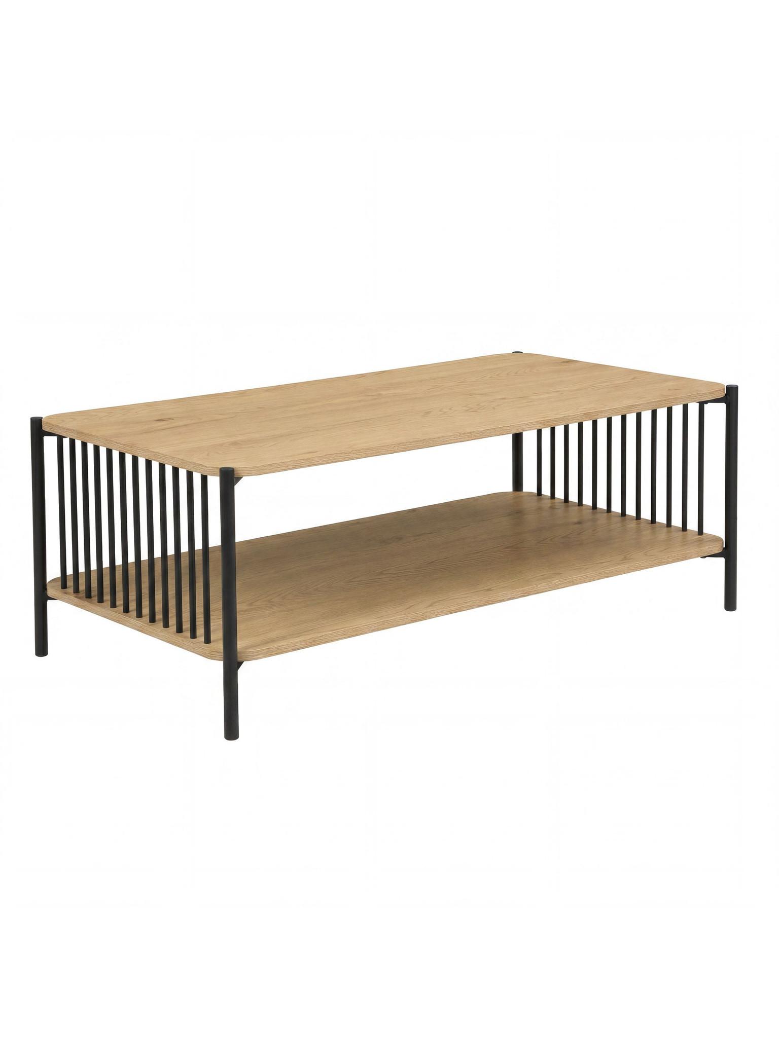 COUCHTISCH KAMARI, MDF, mit Stauraum, in Holzoptik, Eichenoptik, 110 x 60 x 42 cm - Schwarz/Braun, Holzwerkstoff/Metall (60/110/42cm) - KADIMA DESIGN