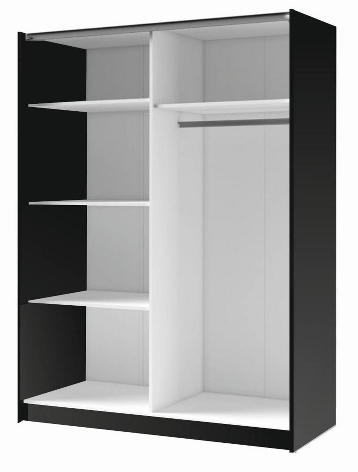 SCHWEBETÜRENSCHRANK APOLEN 200,2/198,5/55,4cm 2-türig mit Spiegel Schwarz - Schwarz/Eiche Artisan, Holzwerkstoff (200.2/198.5/55.4cm) - MASSENO