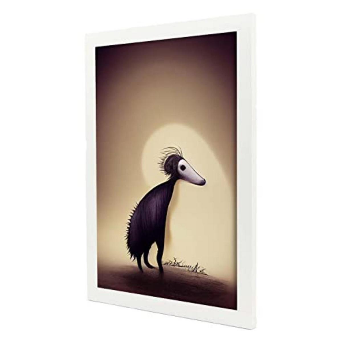 POSTER Set mit 4 Wald Tier im T Burton Goth Stil A3 Weißer Rahmen - Weiß, Papier (29.7/3cm) - Nacnic