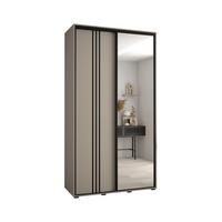 SCHWEBETÜRENSCHRANK 235,2/140/60 2-türig - Kaschmir/Schwarz, Holz/Metall (140/235.2/60cm) - MÖBEL KRYSPOL