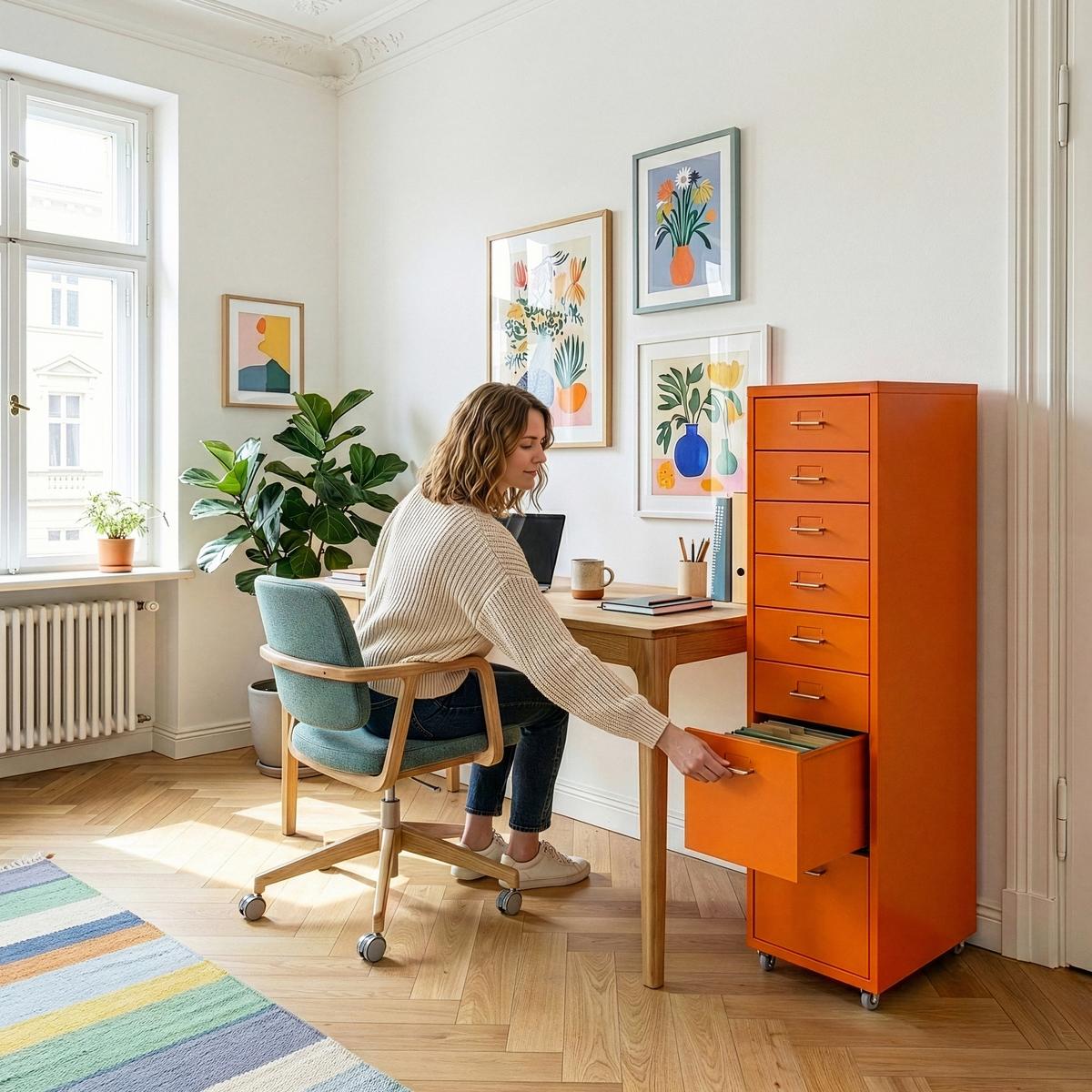 ROLLCONTAINER Kökar - Orange, Metall (28/109/41cm) - [en.casa]
